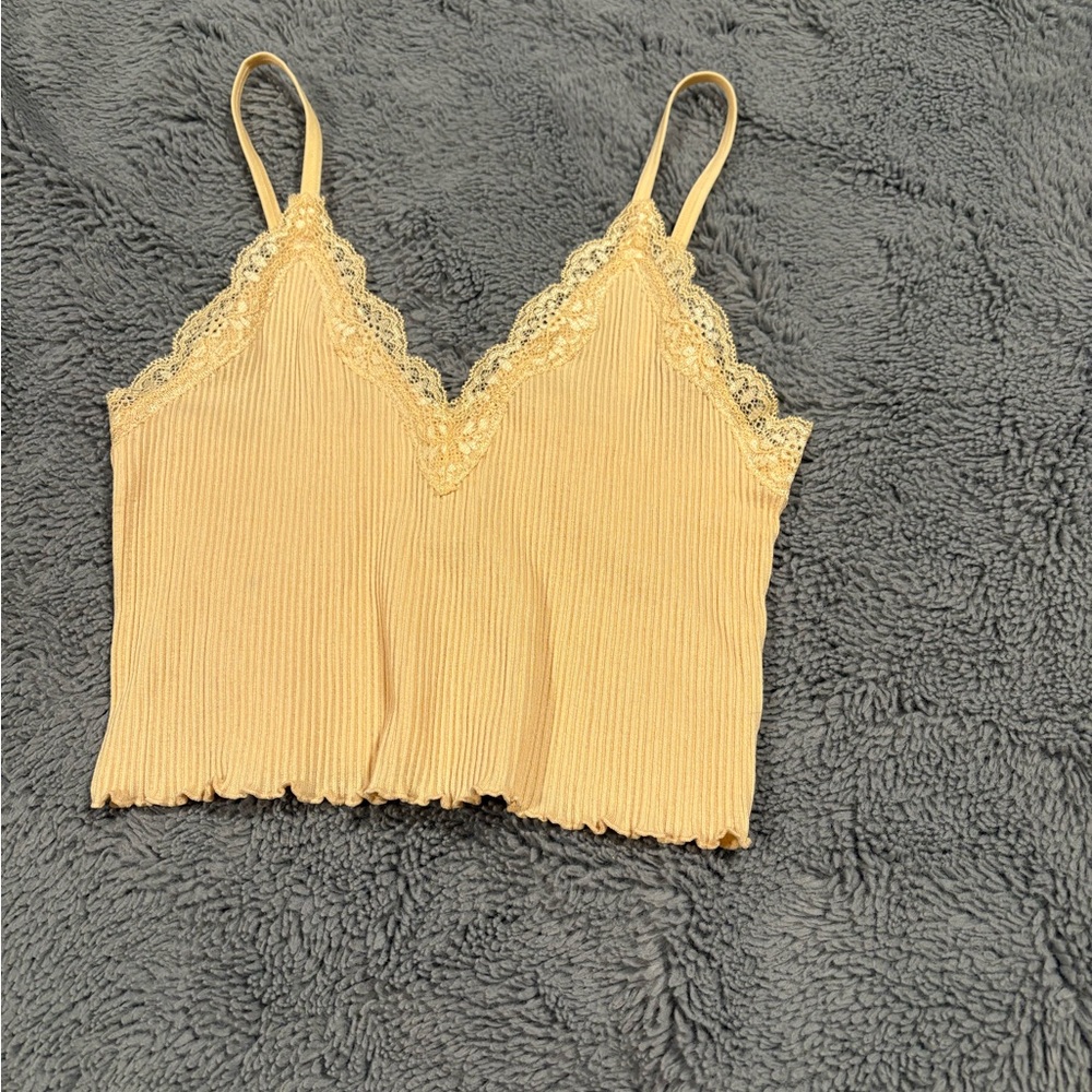 Forever 21 Cream Lace Trim Tank Top